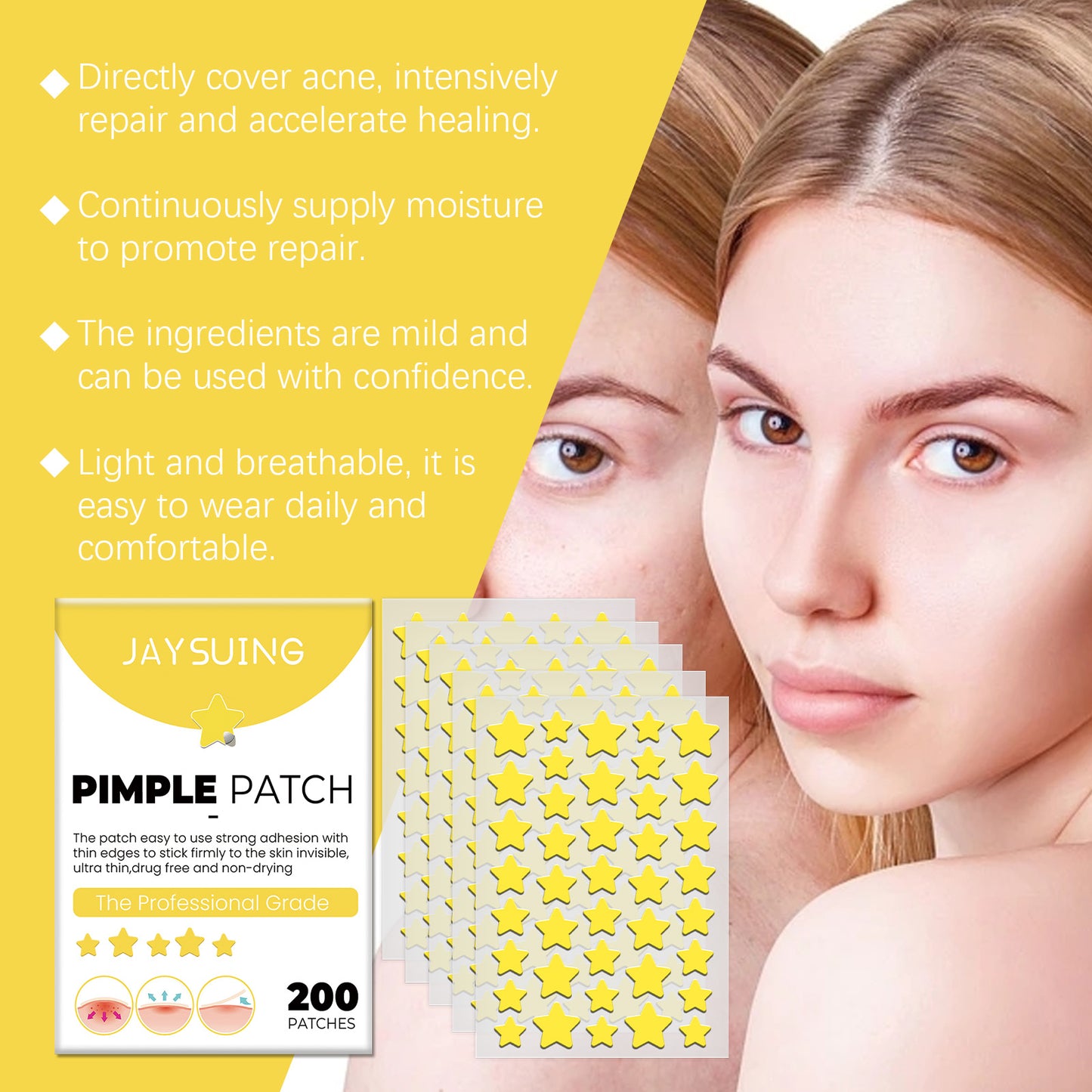 Jaysuing Star Acne Patch Clear Acne Skin Care Facial Cover Acne Invisible Acne Patch